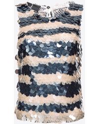 Pinko - Mesh Top With Sequin Stripes - Lyst