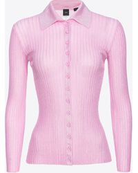 Pinko - Ribbed Lurex Sweater With Buttons - Lyst