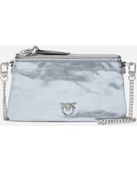 Pinko - Mini Double Bag In Laminated Leather - Lyst