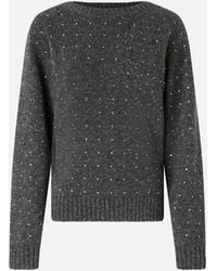 Pinko - Rhinestone-Studded Alpaca-Blend Sweater - Lyst