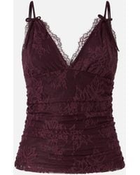 Pinko - Floral Lace Top With Shoulder Straps - Lyst