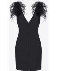 Pinko - Mini Dress With Feathers - Lyst