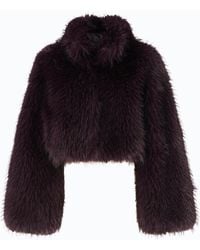 Pinko - Chaqueta Corta Efecto Pelo Con Cuello Alto - Lyst