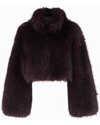 Pinko - Chaqueta Corta Efecto Pelo Con Cuello Alto - Lyst