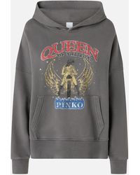 Pinko - Oversize-Sweatshirt Mit Kapuze Und Casino-Print, Dunkles Möwengrau - Lyst
