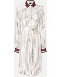 Pinko - Midi Shirt Dress With Tie Print - Lyst