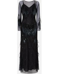 Pinko - Abito Con Paillettes E Piume - Lyst