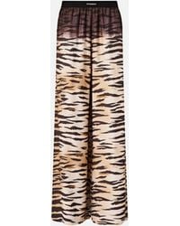 Pinko - Fluid Trousers With Tiger Print - Lyst