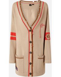 Pinko - Varsity-Style Cardigan With Embroidery And Patch, Multicolour - Lyst