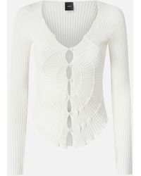 Pinko - Slim-Fit Ribbed Cardigan With Sunny Design - Lyst