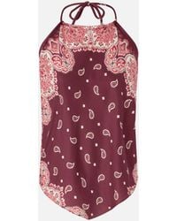 Pinko - Beach Cover-Up Top With Ties And Bandana Print - Lyst