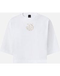 Pinko - Cropped T-Shirt With Love Birds Embroidery - Lyst