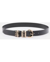 Pinko - Shiny Leather Belt With Metal Loops, 3 Cm - Lyst