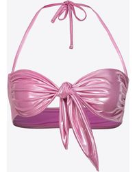 Pinko - Wet-effect Laminated Bikini Top - Lyst