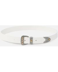 Pinko - Shiny Leather Belt With Metallic Finishes, 3 Cm - Lyst