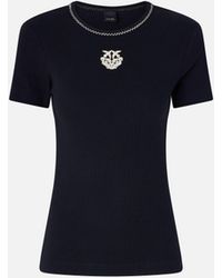 Pinko - Fine-Rib T-Shirt With Love Birds Embroidery - Lyst