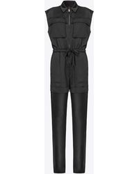 Pinko - Utility-style Satin Jumpsuit With Georgette - Lyst