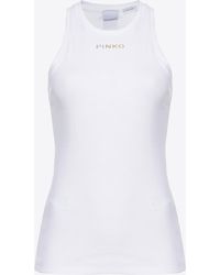 Pinko - Ribbed Top With Logo - Lyst