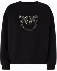 Pinko - Sweatshirt With Bejewelled Love Birds Logo - Lyst