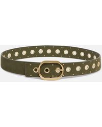 Pinko - Leather Belt With Eyelets, 4Cm - Lyst