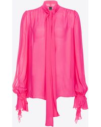 Pinko - Blouse With Bow And Ruching - Lyst