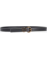 Pinko - Tumbled Leather Belt With Love Birds Detail - Lyst