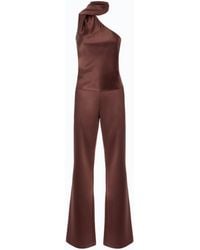 Pinko - Long Satin Jumpsuit With Sash - Lyst