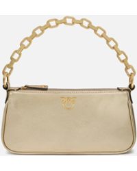 Pinko - Mini Half Moon Baguette Handbag In Laminated Suede - Lyst