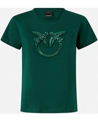 Pinko - T-shirt With Decorated Love Birds Logo - Lyst