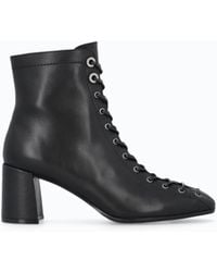 Pinko - Lace-Up Leather Ankle Boots With Heel - Lyst
