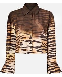 Pinko - Cropped Shirt With Animal Print - Lyst