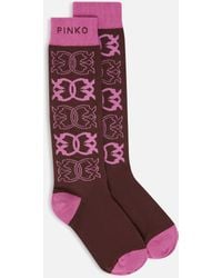 Pinko - Socks With All-over Jacquard Logo - Lyst