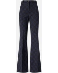 Pinko - Trousers With A Geometric And Floral Motif - Lyst