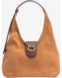 Pinko - Mini Hobo Bag In Suede And Leather - Lyst