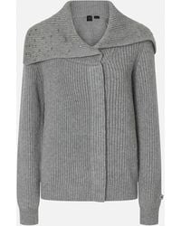 Pinko - High-Neck Cashmere-Blend Cardigan With Crystals, Metallic - Lyst