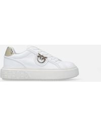 Pinko - Leather Sneakers With Love Birds Logo - Lyst