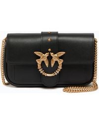 Pinko - Love Bag Pocket Small Leather Shoulder Bag With Jewel Buckle - Lyst