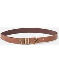 Pinko - Shiny Leather Belt With Metal Loops, 3 Cm - Lyst