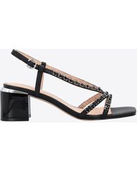 Pinko - Nappa Leather Sandals With Golden Heel - Lyst