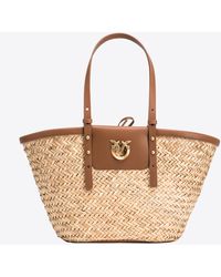 Pinko - Love Summer Bucket Bag In Raffia - Lyst
