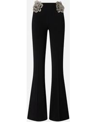 Pinko - Trousers With Embroidered Jewel Roses - Lyst