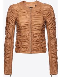 Pinko - Gathered Nappa Leather Jacket - Lyst