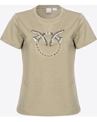 Pinko - T-shirt With Love Birds Embroidery - Lyst