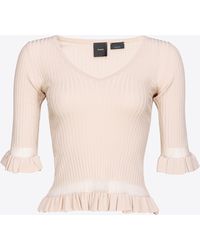 Pinko - Ribbed Sweater With Ruching - Lyst