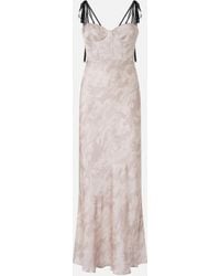 Pinko - Reimagine By X Patrick Mcdowell Long Satin Dress With Horse Print - Lyst
