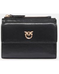 Pinko - Kleine, Kompakte Geldbörse Aus Glänzendem Leder Mit Logo - Lyst