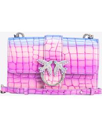Pinko - Galleria Mini Love Bag One In Shiny Fade-effect Croc-print Leather - Lyst
