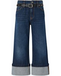 Pinko - Cropped Jeans With Leather Belt - Lyst