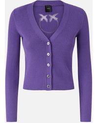 Pinko - Gerippte Cardigan Mit Logo Love Birds, W21 - Lyst