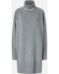 Pinko - Vestido Corto De Punto Con Cuello Alto, Gris-Monumento Gr - Lyst